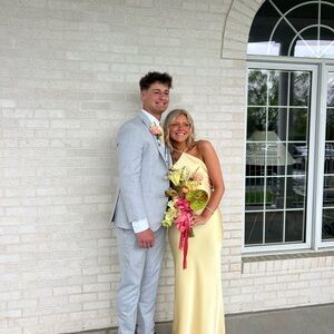 Elegant yellow Satin Dress